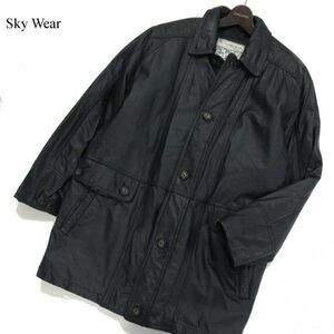 SCANDINAVIA Sky Wear スカンジナビア スカイウェア 秋冬 牛革★ 中綿 カウ レザー コート Sz.L　メンズ 黒　I3T01895_B#N