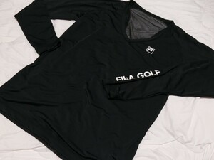 CFE20★2024年春夏モデル★FILA GOLF★フィラゴルフ★接触冷感 UVカット 吸汗速乾 メッシュ素材Vネックインナーシャツ★L/BK