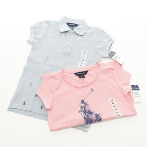 ◇538939 未使用品 RALPH LAUREN ラルフローレン トップス ポロシャツTシャツ 2枚セット size6X（120cm相応）子ども 女の子 ブルー ピンク