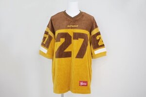 ◎ 中古品 Supreme シュプリーム 19AW Velour Football Jersey ベロアフットボールジャージ Sサイズ ブラウン イエロー トップス Tシャツ