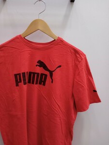 ★E046 PUMA 半袖Tシャツ カラーTシャツ スポーツブランド サイズM 赤系 