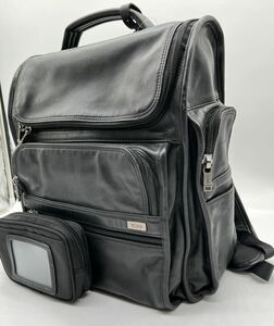 美品 希少 高級 TUMI トゥミ バックパック リュックサック ビジネス ナッパレザー 本革 A4 PC 大容量 2way ポーチ 黒 ブラック メンズ 