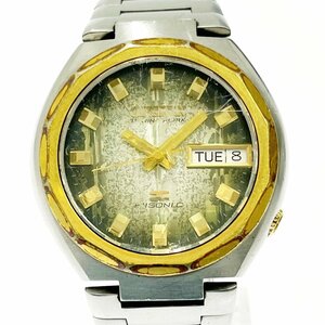 【1円スタート】CITIZEN シチズン 3701-370236 ハイソニック カットガラス SS グリーン系文字盤 音叉式 メンズ腕時計 ジャンク 324632