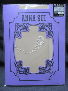 【M～L】ANNA　SUI　アナスイ　ストッキング　コーラルベージュ　ミッドナイトバタフライ柄