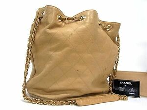 1円 CHANEL シャネル ココマーク マトラッセ ビコローレ ラムスキン チェーン トートバッグ ショルダーバッグ ライトブラウン系 BL1125