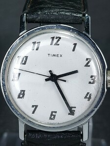 TIMEX タイメックス アナログ 手巻き ヴィンテージ 腕時計 3針 ホワイト文字盤 レザーベルト ステンレス シンプルデザイン 動作確認済み