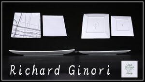 【吉】CJ374 【Richard Ginori】 リチャードジノリ 方プレート 2点 最大幅26.5㎝ 美品！