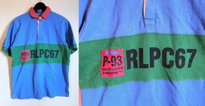 希少 ポロ ラルフローレン 90s P-93 半袖 ラガー シャツ ブルー M POLO RALPHLAUREN RL92 93 HI-TEC 00s Y2K 国内正規品 ナイガイ RRL