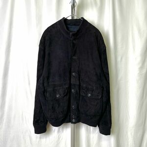 90s JAMES DILLON ブラック ヌバック レザー A1 バルスター ジャケット XXL ビッグサイズ 黒 ボンバー ブルゾン 80s オールド ビンテージ