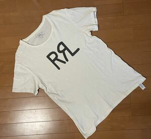 【希少】RRL ダブルアールエル ブランドロゴ コットンホワイトＴシャツ 表記Ｍ 実寸Ｓくらい