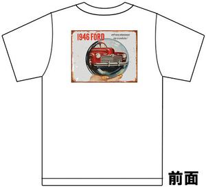 * ティンサインＴシャツ 白 ホットロッド ローライダー アメ車 レッドスレッド マーキュリー リンカーン フォード 1946 A58*