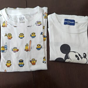 半袖Tシャツ 半袖 Tシャツ 白 東京ディズニーリゾート　UNIQLO　ユニクロ　キッズ140 2枚まとめ売りセット　男女可能　総柄ミニオン