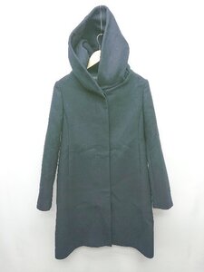 ◇ green label relaxing UNITED ARROWS ウール フロントボタン 長袖 フーディ コート サイズ40 ネイビー レディース P