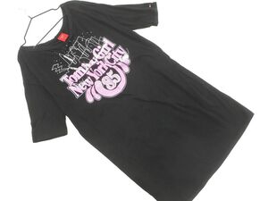 tommy girl トミーガール プリント チュニック Tシャツ sizeM/黒 ■◆ ☆ egb1 レディース