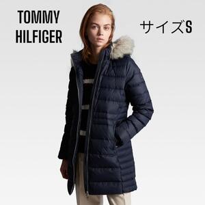 【美品】トミーヒルフィガー TOMMY HILFIGER エコファー 中綿 コート ブルゾン ジャケット フーディ フェイクファー リブ袖 サステナブル