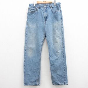 W35/古着 ジーンズ Levis リーバイス 505 メンズ 00s コットン 薄紺 ネイビー デニム 24aug09 中古 ボトムス ジーパン Gパン ロング パ 3OF