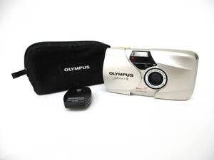 【1-156】OLYMPUS μ[mju:]-II OLYMPUS LENS 35mm F2.8 単焦点 広角 コンパクトカメラ　REMOTE CONTROL RC-200リモコン　ジャンク　ケース