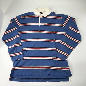 L TOMMY HILFIGER ラガーシャツ ボーダー ブルー リユース ultramto YPS0076