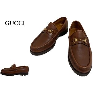 GUCCI VINTAGE グッチ ヴィンテージ MADE IN ITALY イタリア製 ホースビット レザーローファー レザーシューズ ブラウン系 35.5 アーカイブ