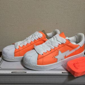 A BATHING APE カラフルスカルスター 23.5cm ORANGE×WHITE BAPEベイプ BAPESTA ROADSTA adidas スーパースター ファレル 金子賢着用モデル