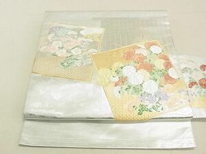 平和屋2◎九寸名古屋帯　唐織　色紙秋草文　金銀糸　逸品　DAAE4188ox