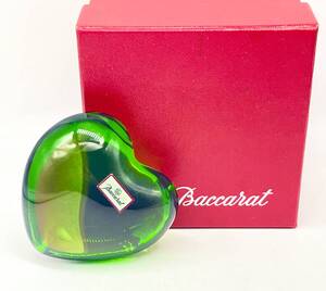 蘇さ(NKY26) Baccarat バカラ　ペーパーウェイト　ハート　グリーン　箱付き　中古品　60サイズ