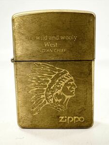 【6T81】 1円スタート ZIPPO / G IX ジッポー The wild and wooly West INDIAN CHIEF インディアン チーフ ゴールドカラー オイルライター