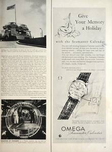 稀少・時計広告！1955年オメガ 時計広告/Omega Seamaster Calendar/Automatic Watch/W