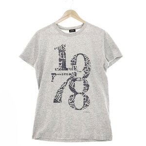 ●DIESEL ディーゼル 半袖 クルーネックプリントTシャツ メンズ サイズM グレー トップス カットソー ベーシック HK000066 1AA/42659