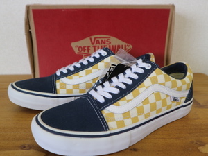 新品 VANS OLD SKOOL PRO CHECKERBOARD US9 27cm チェッカーボード イエロー ネイビー ヴァンズ バンズ オールドスクール プロ スニーカー