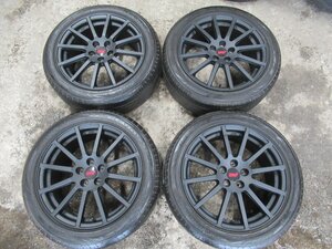 【レガシーB4　BMM　BM9】STI　17X7.5J+55　5/100　最強set♪【マッドブラック塗装】BS　REGNO　GR-X2　20年製　8～9分　バランス済