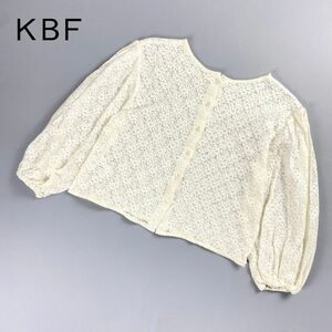 KBF ケービーエフ 総レース刺繍 七分袖ブラウスカットソー トップス レディース 白 ホワイト サイズF*NC36