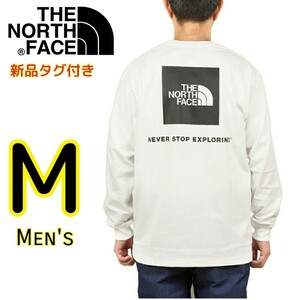 【新品・送料無料】ノースフェイス M 白 バックスクエアロゴ 長袖Tシャツ THE NORTH FACE