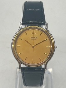 K4289■【極美品!!】 SEIKO CREDOR セイコー クレドール 18KT SS コンビ 8J81-6B00 腕時計 ゴールド シルバー クォーツ 箱付 純正 革ベルト