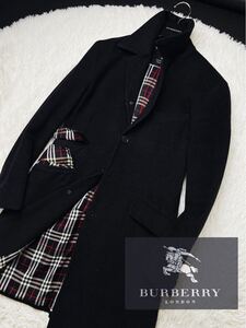 f16美品◎頂点極上の柔らかなアンゴラ定価12万●BURBERRY BLACK LABEL●最高峰チェスターコート バーバリーコート メンズ M 三陽商会