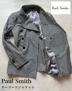 １円～★【希少デザイン/極美品】★　PAUL SMITH ポールスミス ギンガムチェック　テーラードジャケット　スーツ　グレー　メンズ　サイズL