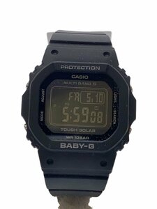 CASIO◆ソーラー腕時計_BABY-G/デジタル/ラバー/BLK/BLK/SS//