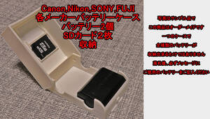 Canon Nikon SONY　カメラ　バッテリーケース　白色　EN-EL15　LP-E6　LP-E17　NP-FW50　NP-FZ100　バッテリー　SDカード2個収納