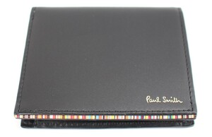 Y6384＃◆未使用品◆Paul Smith ポールスミス コンパクト 二ツ折財布 ブラック レザー BPS673