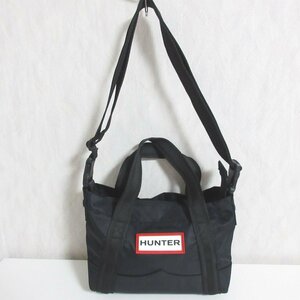 美品 HUNTER ハンター ナイロンミニトップクリップトートバッグ 2WAY ショルダーバッグ UBS1203KBM ブラック ◆