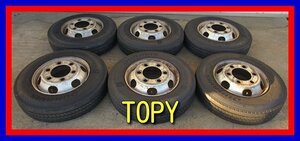 ■中古タイヤホイール■　TOPY 17.5インチ 6J +127 6H 222.25 BRIDGESTONE R207 205/80R17.5 120/118N LT トラック 激安 送料無料 K421