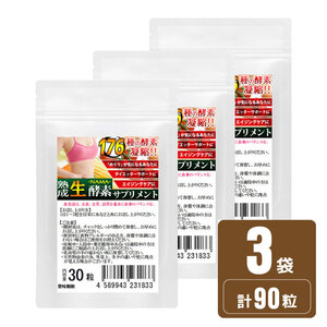 ナチュラル化 熟成 生酵素 1袋30粒 3袋セット計90粒　約3ヵ月分 合計176種類 野草酵素サプリメント ソフトカプセル