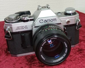 【委託品】 Canon AE-1＋NEW FD 50mm f1.4 レンズ付き シャッターOK 速度変化有り キャノン フィルムカメラ 1円スタート売り切り レトロ