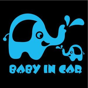 ゾウさん親子【BABY IN CAR（ベビーインカー）ステッカー】赤ちゃんを乗せています（12色から選べます）【ネコポス対応】