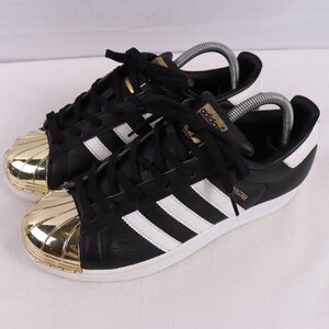 SUPERSTAR METAL TOE 25.0cm/adidas スーパースター アディダス スニーカー 黒 ブラック 白 金プレート 中古 古着 レディース ad5772