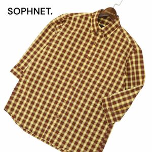 SOPHNET. ソフネット 春夏 7分袖 ボタンダウン チェック★ シャツ Sz.M　メンズ 日本製　C4T06515_7#A