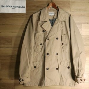 J3S/R5.15-3　BANANA REPUBLIC　バナナリパブリック　トレンチコート　ショート丈　ダブルボタン　ハーフコート　XL　ベージュ系　古着