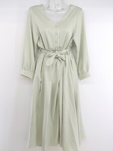 ◇ ◎ natural couture ナチュラルクチュール 長袖 ロング ワンピース サイズF グリーン レディース P