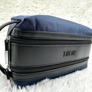 1円【新品未使用】 Dior ディオール セカンドバッグ クラッチバッグ ダブルファスナー ブラック ネイビー メンズ レザー 