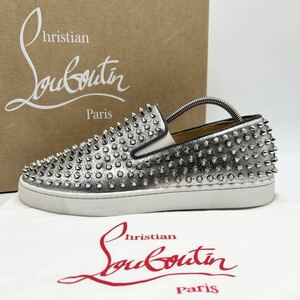 1円【未使用級】 Christian Louboutin クリスチャンルブタン ROLLER BOAT スニーカー シューズ 靴 スリッポン スパイクスタッズ 総柄 26cm